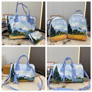 10A Fashion Designer Bag Duffel Backpack Unisex Handbag Brand Duffle Van Painting Bags Gogh Oil Shoulder Couples Men Luxury Handbags Ba Hfpu