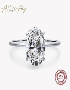 Дешевые аксессуары ювелирных изделий Ailmay 3CT Обручальное кольцо 925 Стерлинговое серебряное овальное овальное цирконие