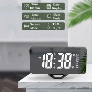 Desk Table Clocks Mirror Digital Alarm Clock Auto Dimming Night Mode Table Clock Touch Snooze USB Output Charge Dual Alarm Electronic LED Clocks