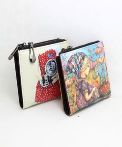 Ny Brand Designer Creative Painting Wallet for Women Short Zipper Coin Purse Fancy Pu Leather Wallet Small Handy Bag Ladies8485407