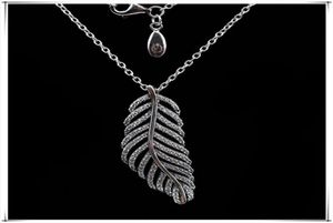 Glitter Feather Kolye 925 Sterling Gümüş P Mücevher Moda Yüksek Kaliteli Zarif Bayanlar Kolye Orijinal Kutu 273299699