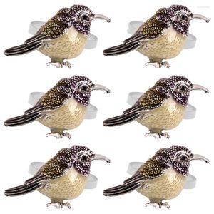 Bordduk 6 datorer Vintage Decor Servett Ring Bird Rings Decors Holder Birds Alloy Clip Banket