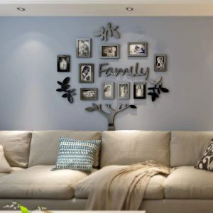 Aufkleber Acrylfamilie Fotorahmen Wandaufkleber Selbstadhäsive Baum Collage Wohnzimmer Schlafzimmer DIY Art Home Dekoration Accessoires