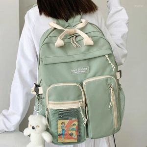 Backpack Style DCIMOR Large Capacity Double-deck Waterproof Nylon Women Multi-pocket Ring Buckle Portable College Girl's Schoolbag