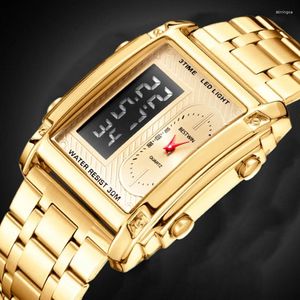 Relógios de pulso relógio masculino o punho assiste homens 2024 top dourado dourado grande e masculino de punho square discagem
