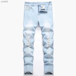 Jeans masculinos moda moda de jeans de jeans de rua masculino calça de calças de hip-hop de hip-hop jeans de comprimento