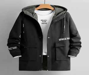 Men039s Trench Tranch Casats Plus Size Men039S Long Trench Coat Streetwear Fashion Impresso Black Green Windbreaker Men Hooded casual7758195