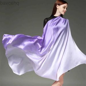 Shawls 2023 New Summer Gradient Silk Scarf For Women/Ladies Fashion Long Shawls and Wraps Pashmina Scarves foulard soie 190*110CM d240426