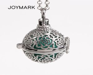 JOYMARK 5pcslot Rose Flower Hollow Cage Mexican Chime Magic Box Music Sound Bell Ball Pendant Women Pregnancy Necklaces HCPN536134517