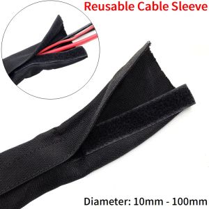 CPUs Reusable Cable Sleeve with Tape 10mm 100mm Self Closed Nylon Flexible Sock Harness Sheath Management Protection Wire Wrap