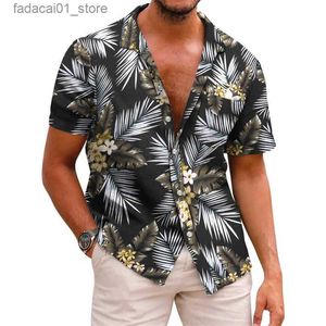 Men's T-Shirts Mens lapel summer short sleeved Hawaiian personalized pattern 3D printing for daily leisure work and comfortable design during holidaysQ240426