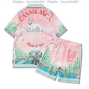 Traccetti da uomo Casablanca Garden Villa Men Donne Short Set T Shrt Hawaii Stupimento in stile Beach Shorts Hip Hop Coppia Casa Casa