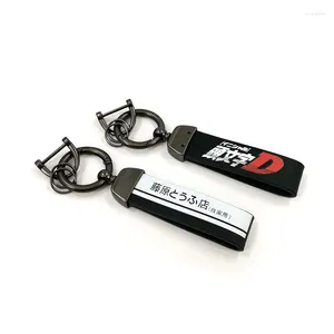 Keychains 2024 Japanese Anime SyleInitials D Leather Keychain For Men Women Car Motorcycle