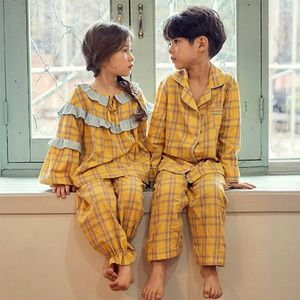 Sevimli çocuk kızlar pamuk uzun kollu ekose pijama setleri.sweet yürümeye başlayan çocuk pijamaları set uyku salonu giyim.children giyim 240418