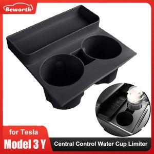 For Tesla Model 3 Y Central Control Cup Stopper New One-piece Silicone Cup Holder Storage Box Coaster Modification Accessories