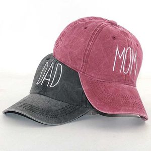 Caps de bola letra pai mamãe bordado chapéus para homens homens lavados algodão boné de beisebol retro casual unissex esportes sol chapéu j240425