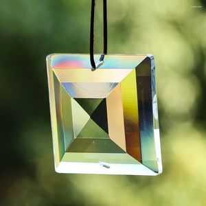 Decorative Figurines 48mm Trapezoidal Crystal Suncatcher Prism Hanging Chandelier Parts Faceted Square Flat Pyramid Glass Pendant Garden