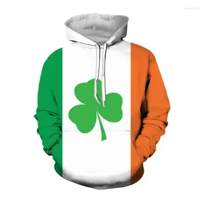 Herrtröjor mode enkla klöver grafiska tröjor Lucky Irish National Flower 3D Tryckt för män Kläder Casual Women Y2K Tops
