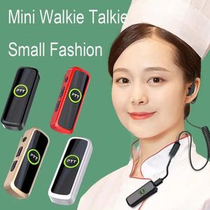 Walkie Talkie 2Pcs/Set Small Compact Wireless Mini Ear Hook Two-Way Radio Lavalier Intercom