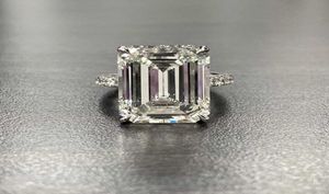 Luxury 100 925 Sterling Silver Created Emerald Cut 4CT Diamond Wedding Engagement Cocktail Women Rings Fina smycken Hela x07864562624757