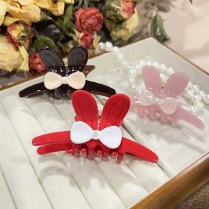 Clamps YHJ New Rabbit Hair Claw Cute Bunny Ear Acetate Claw Clip Crabs Clips Kawaii Animal Sharks Clip Hair Accessories for Women Y240425