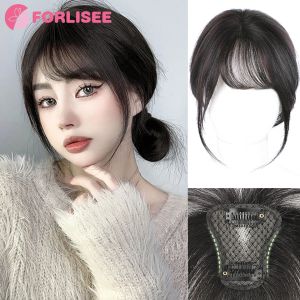 Человека Forlisee Wig Piece для женщин с тонкой воздушной косой челкой, чтобы увеличить объем волос и пушистый парик головы