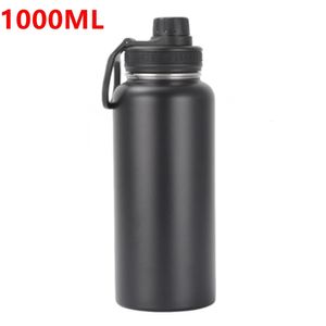 Garrafa de aço inoxidável de 1000 ml de aço inoxidável de grande capacidade de água térmica isolada de parede dupla, frascos de vácuo viagens ao ar livre 240415