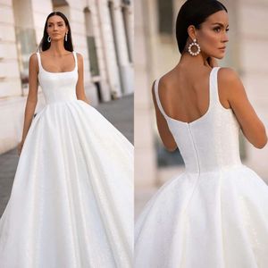 Milla Nova A Line Dresses For Bride Spaghetti Floral Satin Wedding Dress Zipper Back Designer Bridal Clows Sweep Train