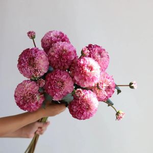 31.6 Artificial Dahlia Blossom Branch-Fuchsia/Lavender Faux Flower Stem DIY Florals | Wedding/Home Decoration/Bouquet 240417