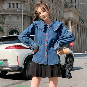 Casual Dresses 2024 Autumn Coat for Women Korean version mode mångsidig enkelbröst lotus krage biskophylsa