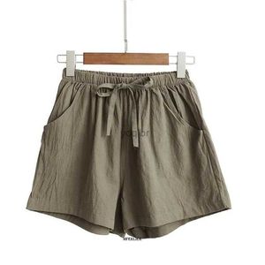 Kvinnors shorts plus storlek 6xl 150 kg Casual Summer Shorts Cotton Linen Womens Beach Shorts Retro High midje Shorts Street Wearl2404