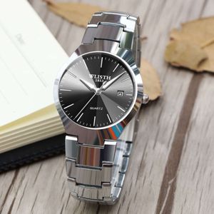 Obejrzyj mody Dual Calendar Night Glow Waterproof Watch Quartz Watch Steel Band Men Watch Business Watch