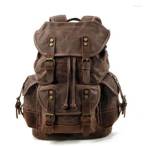 Backpack Outdoor Men Vintage Canvas Male Rucksack Waterproof Large Capacity Travel Packsack Support Drop