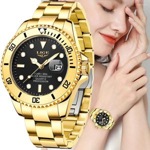 Нарученные часы Relogio fominino 2024 Lige Women Watch Top Gold Женский браслет Дайвер Смотрю