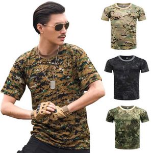 Magliette tattiche camicia camuffato esterno campeggio tattico t-shirt maschile escursionismo e caccia ad asciugatura rapida a maniche corte camuffando camuffare abita militare 240426