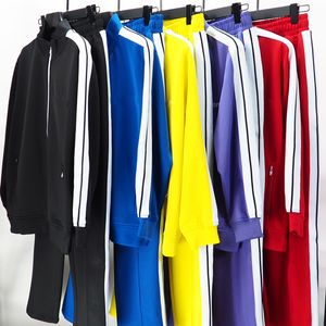 Men's Tracksuits Side Stripes Leisure Sports Suit Letters Printed Sets Men Women Fashion Space Cotton Cardigan Two-piece Suit Large Size