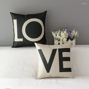 Copri per matrimoni Custini Love Mr Mrs Letter Print Case Coppia Camera da letto Linence di cotone decorativo S