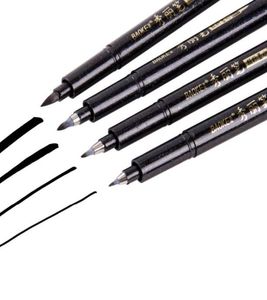 Baoke Quality 4PCS 검은 색 시그니처 펜 서예 펜 다중 기능 작성 아트 마커 사무실 학교 미술 용품 ​​4556284