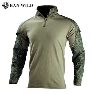 Taktische T-Shirts Russische Armee Taktisches Hemd Militär Männer bekämpfen T-Shirt Sicherheit langes Hemd+Mat Camo-Hemd Camping Jagd Kleidung 240426