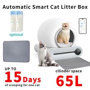 Boxes Tonepie cat litter box automatic Smart cleaning Fully Enclosed 65L APP English Version Pet cat Toilet Litter Tray Arenero Gato