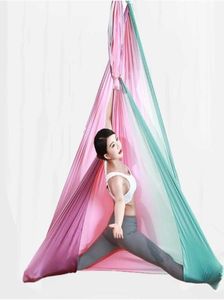 528M Aerial Yoga Hammock Color Gradient AntiGravity Yoga Sling Antigravity Trapeze Silk Fabric Yoga Belts7820705