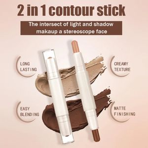 Face Contour Bronzer Stick Pen Double Head Matte Waterproof Lastings Makeup Concealer Contour And Highlight Stick Private Label 240412