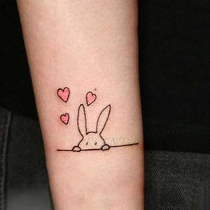 Tatuagem Transferência de tatuagem Tatuagem temporária Tattoo Adesivo adorável Heart Rabbit Animal Tatto Tatoo Tatuagens falsas para crianças homens Mulheres 240427