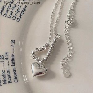 Colares pendentes Shangice% S925 Sterling Silver Heart Charm Charm Chain Chain Womens Jewelry Gift S-N612 Q240426