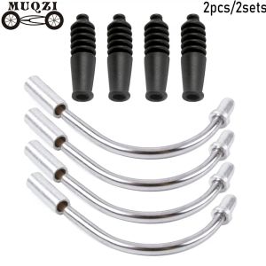 Parçalar 2pcs/2Sets MTB Mountain Bike V Fren Erişte Kablo Kılavuzu Bend Tüp Boru Kılıf Koruyucu Hortum Fren Erişte ve Önyükleme Seti