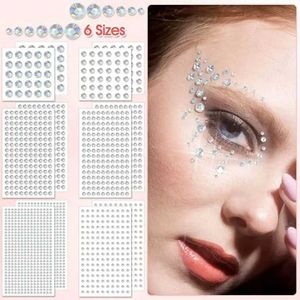 Tattoo Transfer 3-12mm Strasssteine Perle Tattoo Aufkleber 3D Gesicht Schmuck Kristall Diamant DIY Eyes Gesicht Make-up Art Party Dekoration 240426