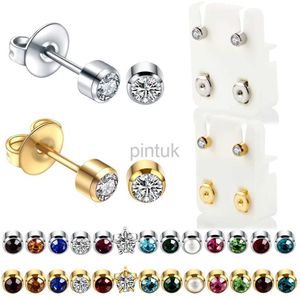 Stud 2pcs/Lot Steel Earring Studs Ear Piercing Gun Birthstone Gem Ear Studs Earring Stud Tragus Brosk Helix Piercing Smycken D240426