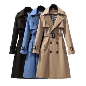 S-4XL Autumn Fashion Elegant Belt Coat Women Loose Mid-length Windbreaker Female Casual Long Designer Fashion Clothing 4366754