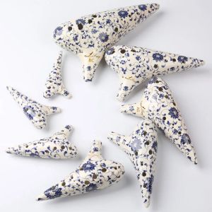 Instrument 12 Holes Blue And White Professional Ocarina Vintage Chinese Style Colored Glaze Handmade Orff Musical Instrument