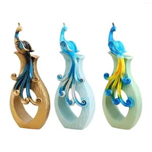 Vases Resin Peacock Dry Flower Vase Elegance Table For Kitchen Shelf Cabinet